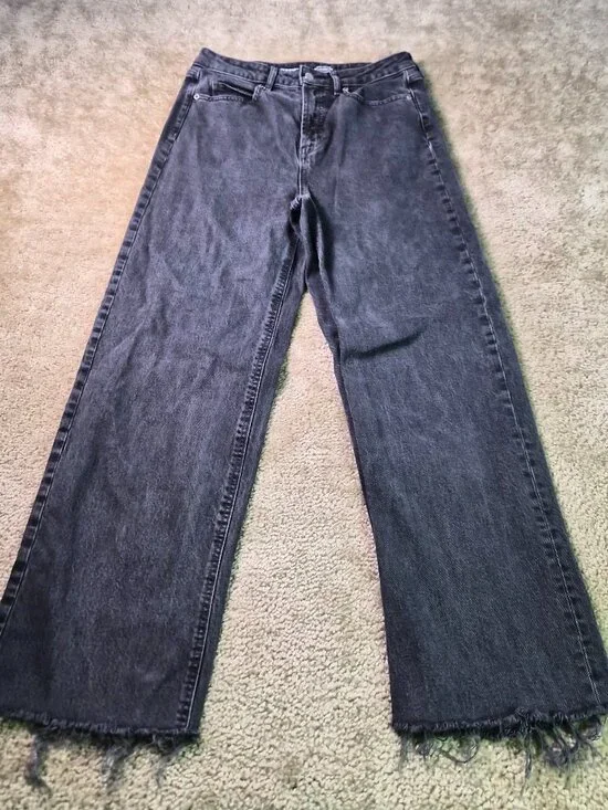 Old Navy Sky-Hi Wide Leg Jeans Womens Size 6 Tall Extra High Rise Gray F879 - Picture 1 of 11